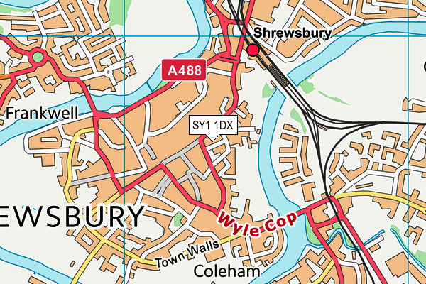 SY1 1DX map - OS VectorMap District (Ordnance Survey) SY1 1DX map - OS VectorMap District (Ordnance Survey)