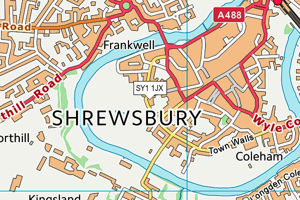 SY1 1JX map - OS VectorMap District (Ordnance Survey) SY1 1JX map - OS VectorMap District (Ordnance Survey)
