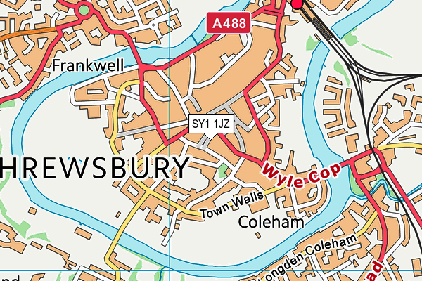 SY1 1JZ map - OS VectorMap District (Ordnance Survey) SY1 1JZ map - OS VectorMap District (Ordnance Survey)
