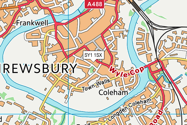 SY1 1SX map - OS VectorMap District (Ordnance Survey) SY1 1SX map - OS VectorMap District (Ordnance Survey)