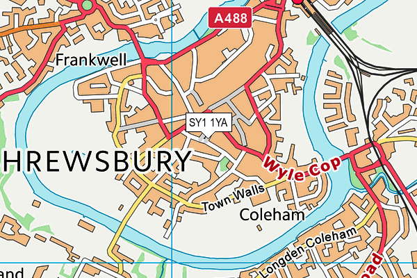 SY1 1YA map - OS VectorMap District (Ordnance Survey) SY1 1YA map - OS VectorMap District (Ordnance Survey)