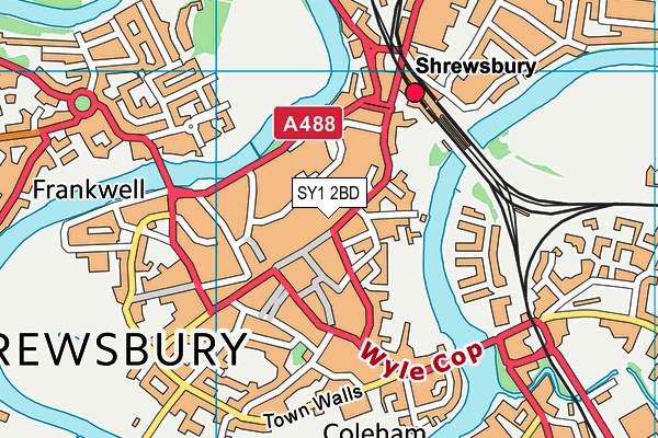 SY1 2BD map - OS VectorMap District (Ordnance Survey) SY1 2BD map - OS VectorMap District (Ordnance Survey)