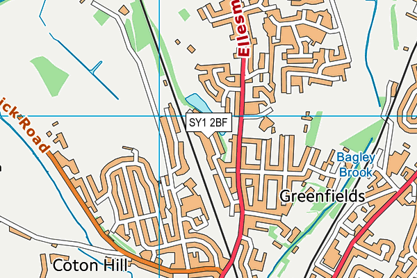SY1 2BF map - OS VectorMap District (Ordnance Survey) SY1 2BF map - OS VectorMap District (Ordnance Survey)