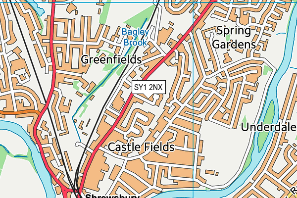 SY1 2NX map - OS VectorMap District (Ordnance Survey) SY1 2NX map - OS VectorMap District (Ordnance Survey)