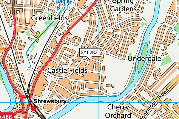 SY1 2RZ map - OS VectorMap District (Ordnance Survey) SY1 2RZ map - OS VectorMap District (Ordnance Survey)