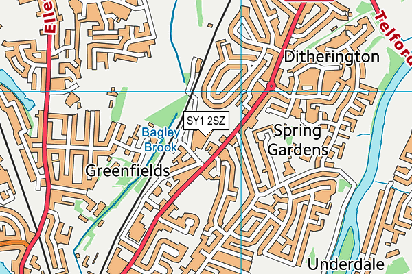 SY1 2SZ map - OS VectorMap District (Ordnance Survey) SY1 2SZ map - OS VectorMap District (Ordnance Survey)