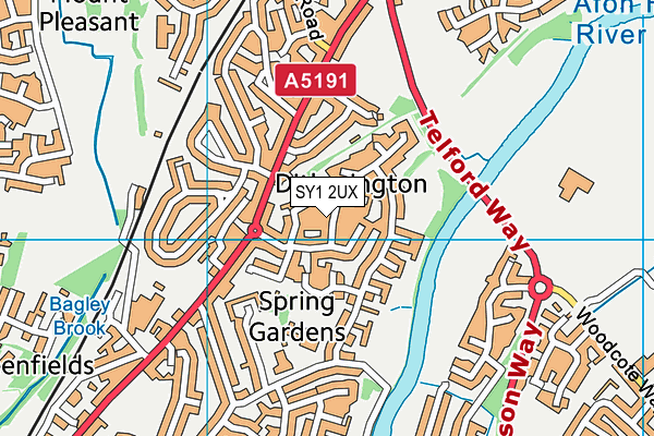 SY1 2UX map - OS VectorMap District (Ordnance Survey) SY1 2UX map - OS VectorMap District (Ordnance Survey)