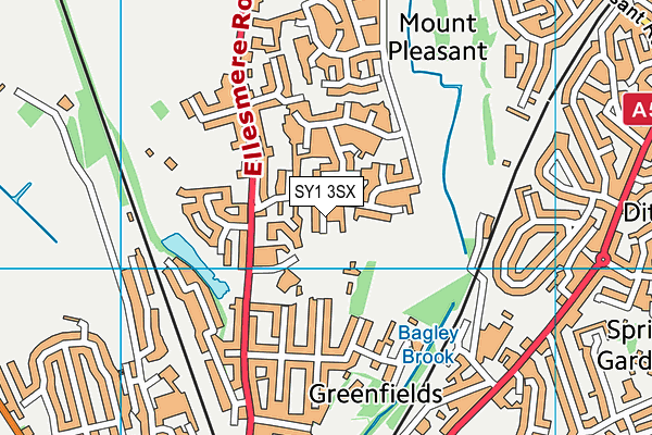 SY1 3SX map - OS VectorMap District (Ordnance Survey) SY1 3SX map - OS VectorMap District (Ordnance Survey)