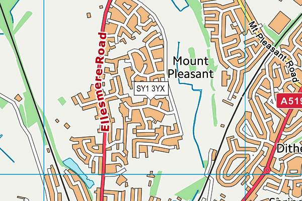 SY1 3YX map - OS VectorMap District (Ordnance Survey) SY1 3YX map - OS VectorMap District (Ordnance Survey)