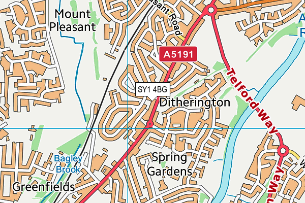 SY1 4BG map - OS VectorMap District (Ordnance Survey) SY1 4BG map - OS VectorMap District (Ordnance Survey)