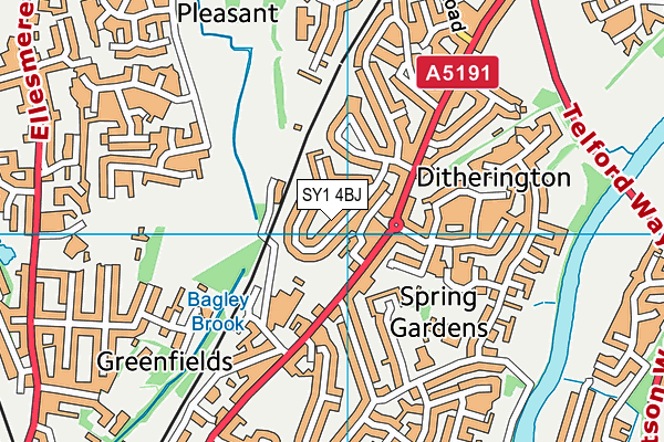 SY1 4BJ map - OS VectorMap District (Ordnance Survey) SY1 4BJ map - OS VectorMap District (Ordnance Survey)