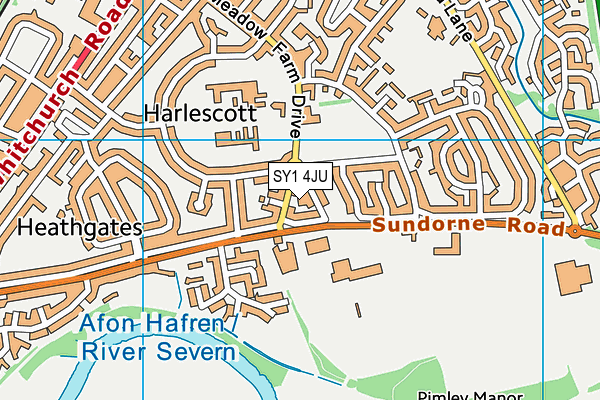 SY1 4JU map - OS VectorMap District (Ordnance Survey) SY1 4JU map - OS VectorMap District (Ordnance Survey)