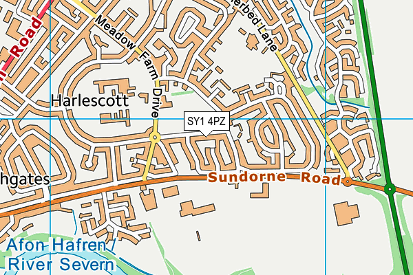 SY1 4PZ map - OS VectorMap District (Ordnance Survey) SY1 4PZ map - OS VectorMap District (Ordnance Survey)