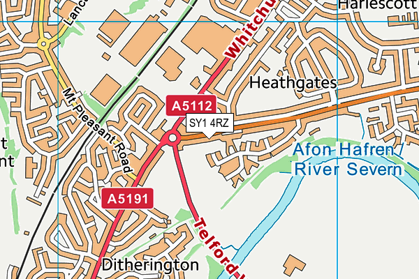 SY1 4RZ map - OS VectorMap District (Ordnance Survey) SY1 4RZ map - OS VectorMap District (Ordnance Survey)