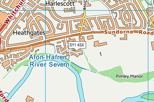 SY1 4SX map - OS VectorMap District (Ordnance Survey) SY1 4SX map - OS VectorMap District (Ordnance Survey)