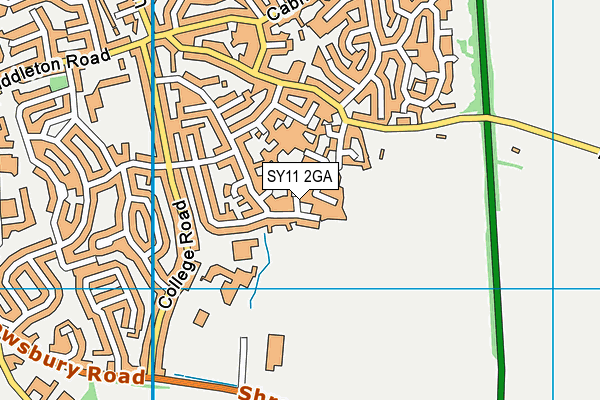 SY11 2GA map - OS VectorMap District (Ordnance Survey) SY11 2GA map - OS VectorMap District (Ordnance Survey)