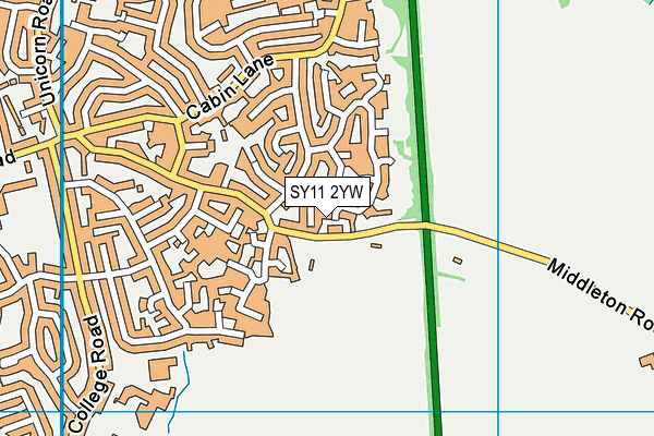SY11 2YW map - OS VectorMap District (Ordnance Survey) SY11 2YW map - OS VectorMap District (Ordnance Survey)