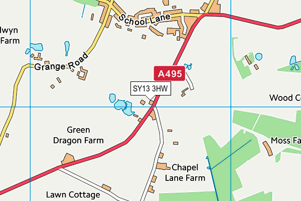 SY13 3HW map - OS VectorMap District (Ordnance Survey) SY13 3HW map - OS VectorMap District (Ordnance Survey)