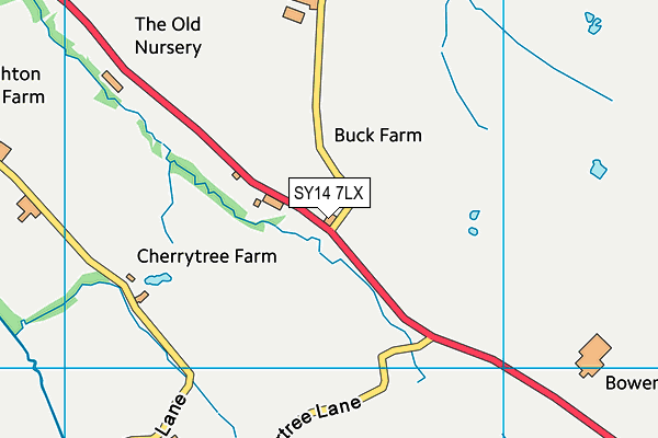 SY14 7LX map - OS VectorMap District (Ordnance Survey) SY14 7LX map - OS VectorMap District (Ordnance Survey)