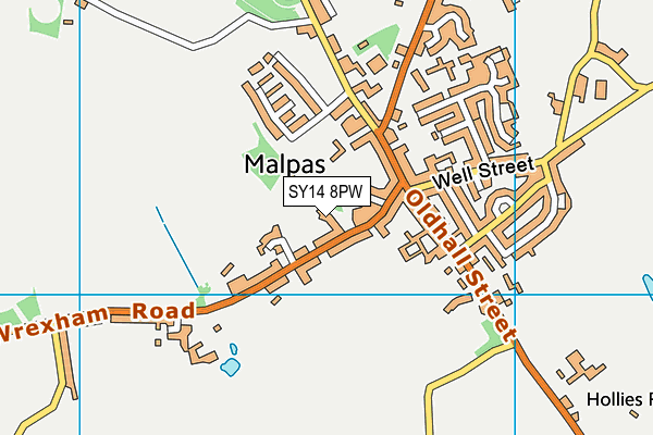 SY14 8PW map - OS VectorMap District (Ordnance Survey) SY14 8PW map - OS VectorMap District (Ordnance Survey)
