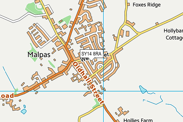 SY14 8RA map - OS VectorMap District (Ordnance Survey) SY14 8RA map - OS VectorMap District (Ordnance Survey)
