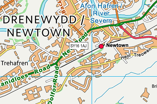 SY16 1AJ map - OS VectorMap District (Ordnance Survey) SY16 1AJ map - OS VectorMap District (Ordnance Survey)