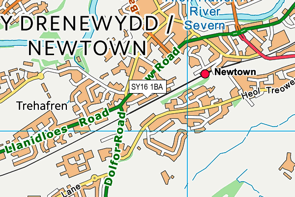 SY16 1BA map - OS VectorMap District (Ordnance Survey) SY16 1BA map - OS VectorMap District (Ordnance Survey)