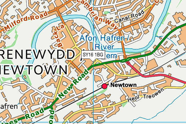 SY16 1BG map - OS VectorMap District (Ordnance Survey) SY16 1BG map - OS VectorMap District (Ordnance Survey)