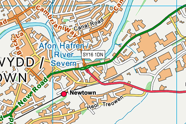 SY16 1DN map - OS VectorMap District (Ordnance Survey) SY16 1DN map - OS VectorMap District (Ordnance Survey)
