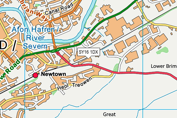 SY16 1DX map - OS VectorMap District (Ordnance Survey) SY16 1DX map - OS VectorMap District (Ordnance Survey)