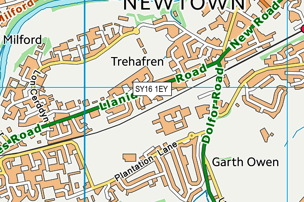 SY16 1EY map - OS VectorMap District (Ordnance Survey) SY16 1EY map - OS VectorMap District (Ordnance Survey)