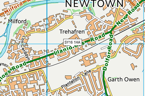 SY16 1HA map - OS VectorMap District (Ordnance Survey) SY16 1HA map - OS VectorMap District (Ordnance Survey)