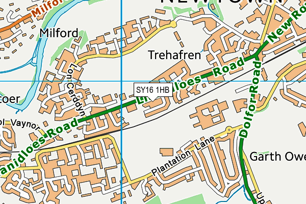 SY16 1HB map - OS VectorMap District (Ordnance Survey) SY16 1HB map - OS VectorMap District (Ordnance Survey)