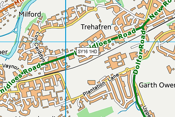SY16 1HD map - OS VectorMap District (Ordnance Survey) SY16 1HD map - OS VectorMap District (Ordnance Survey)