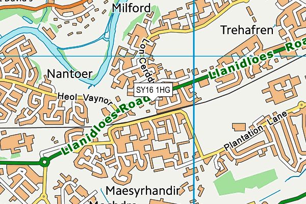 SY16 1HG map - OS VectorMap District (Ordnance Survey) SY16 1HG map - OS VectorMap District (Ordnance Survey)