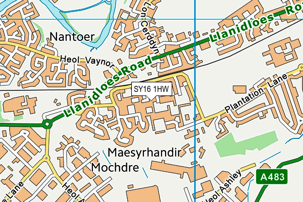 SY16 1HW map - OS VectorMap District (Ordnance Survey) SY16 1HW map - OS VectorMap District (Ordnance Survey)