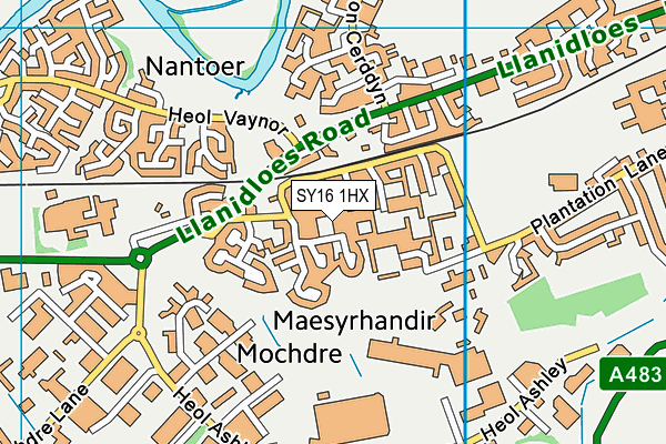 SY16 1HX map - OS VectorMap District (Ordnance Survey) SY16 1HX map - OS VectorMap District (Ordnance Survey)
