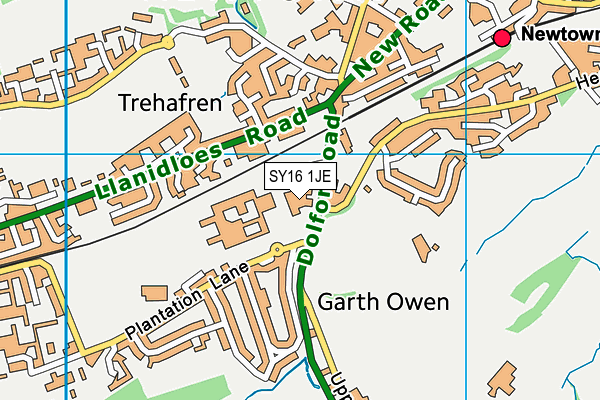 SY16 1JE map - OS VectorMap District (Ordnance Survey) SY16 1JE map - OS VectorMap District (Ordnance Survey)