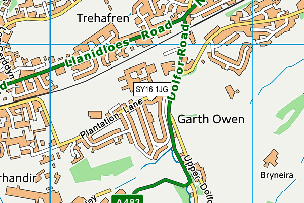 SY16 1JG map - OS VectorMap District (Ordnance Survey) SY16 1JG map - OS VectorMap District (Ordnance Survey)