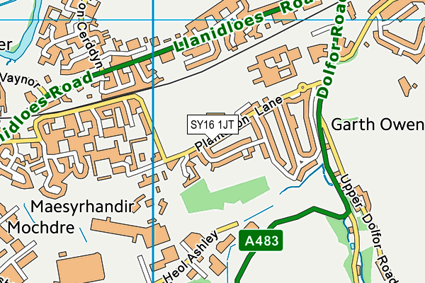 SY16 1JT map - OS VectorMap District (Ordnance Survey) SY16 1JT map - OS VectorMap District (Ordnance Survey)