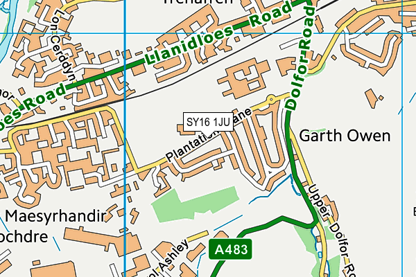 SY16 1JU map - OS VectorMap District (Ordnance Survey) SY16 1JU map - OS VectorMap District (Ordnance Survey)