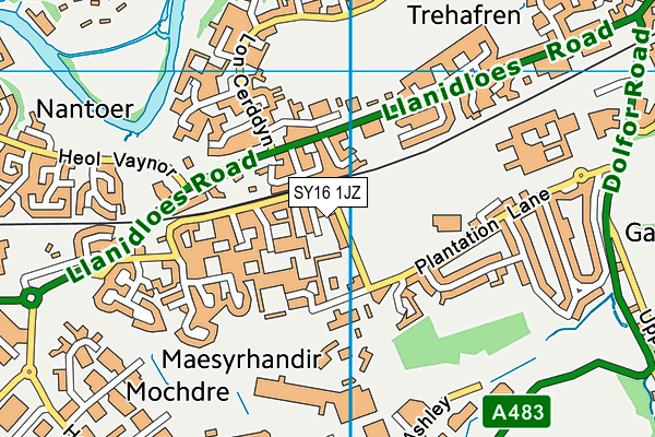 SY16 1JZ map - OS VectorMap District (Ordnance Survey) SY16 1JZ map - OS VectorMap District (Ordnance Survey)