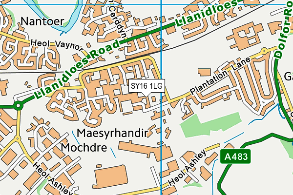 SY16 1LG map - OS VectorMap District (Ordnance Survey) SY16 1LG map - OS VectorMap District (Ordnance Survey)