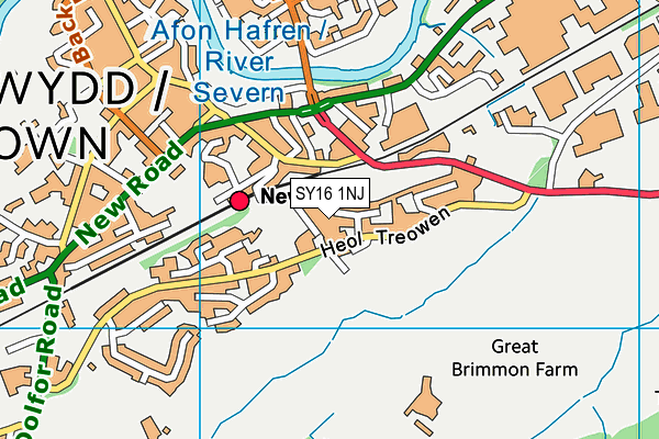 SY16 1NJ map - OS VectorMap District (Ordnance Survey) SY16 1NJ map - OS VectorMap District (Ordnance Survey)