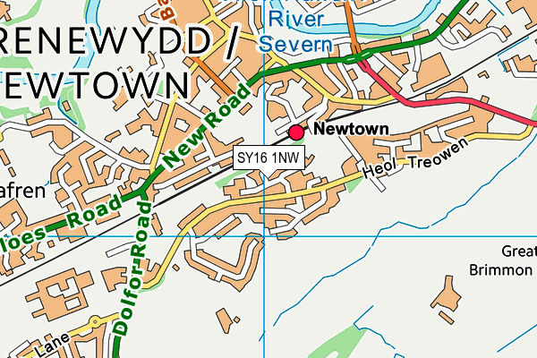 SY16 1NW map - OS VectorMap District (Ordnance Survey) SY16 1NW map - OS VectorMap District (Ordnance Survey)