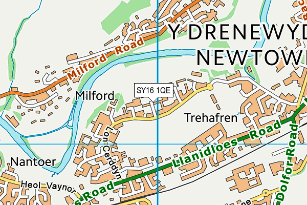 SY16 1QE map - OS VectorMap District (Ordnance Survey)