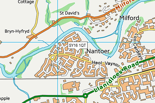 SY16 1QT map - OS VectorMap District (Ordnance Survey) SY16 1QT map - OS VectorMap District (Ordnance Survey)