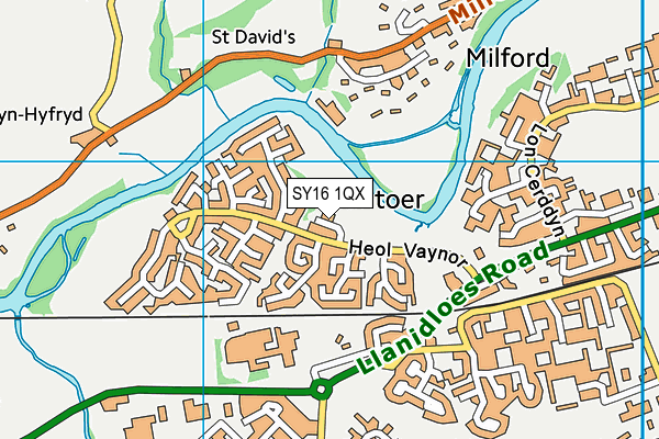 SY16 1QX map - OS VectorMap District (Ordnance Survey) SY16 1QX map - OS VectorMap District (Ordnance Survey)