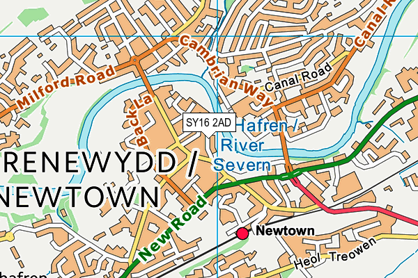 SY16 2AD map - OS VectorMap District (Ordnance Survey) SY16 2AD map - OS VectorMap District (Ordnance Survey)