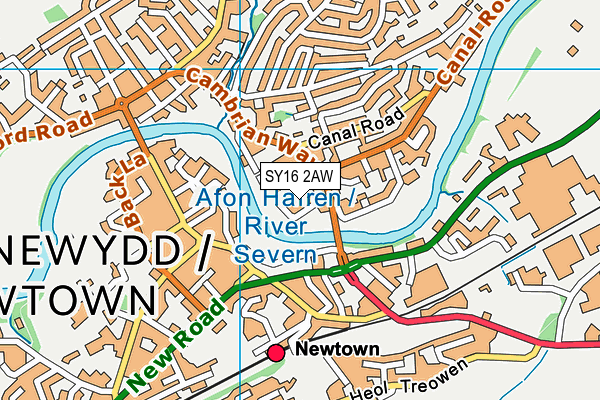 SY16 2AW map - OS VectorMap District (Ordnance Survey) SY16 2AW map - OS VectorMap District (Ordnance Survey)